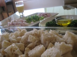 Bread cubes and other ingredients for Rustic Herb stuffing