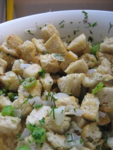 Stuffing all mixed up and ready to go in the pan