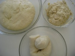 Clockwise from top left:  homemade dough, chef boyardee dough, pillsbury dough