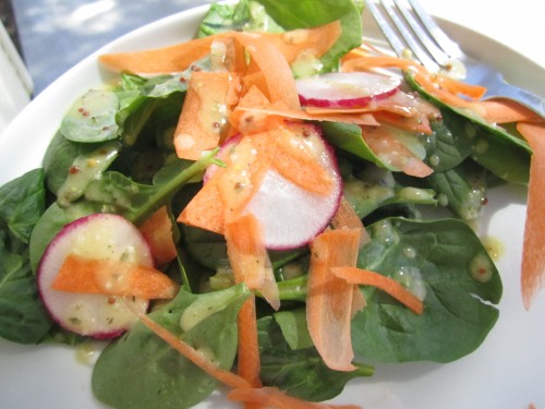 Salad drizzled with homemade dressing