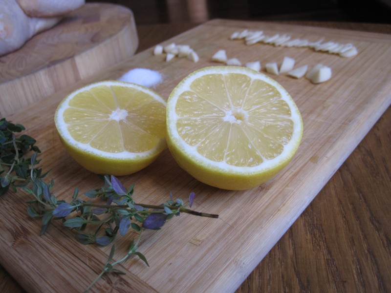 Ingredients for garlic butter roast chicken