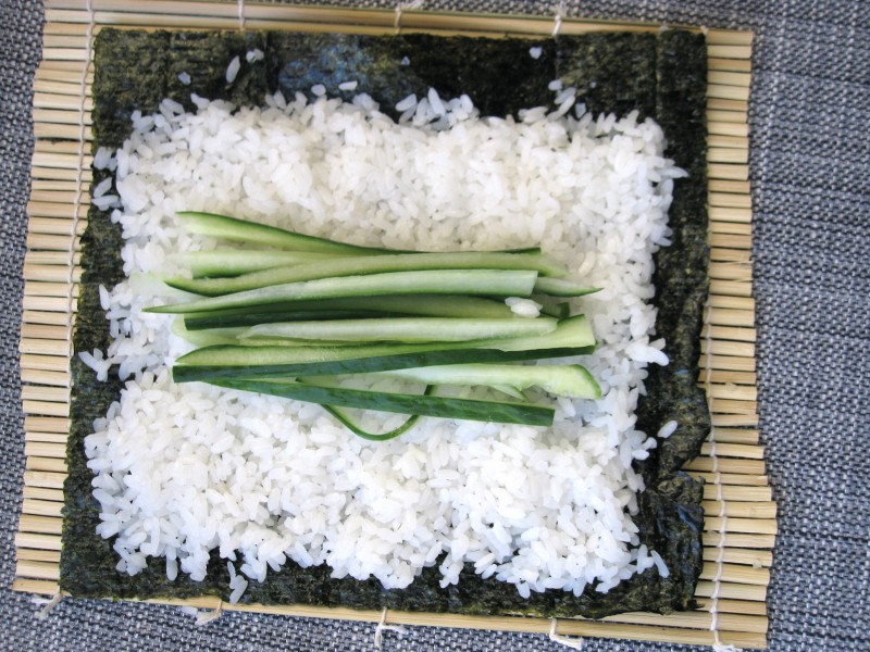 Sushi ready to be rolled up