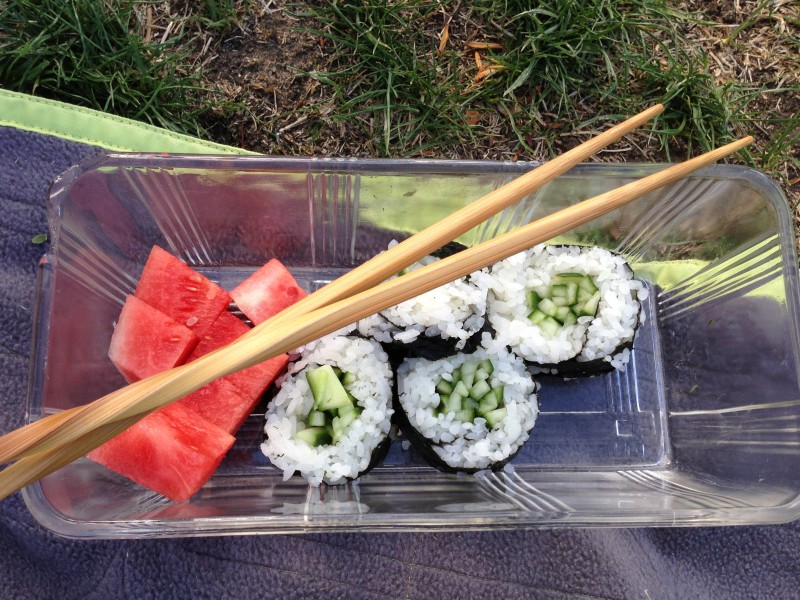 Cucumber Sushi Rolls with Watermelon