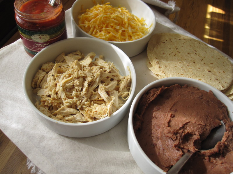 Ingredients for Baked Chicken and Bean Burritos