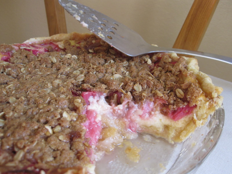 Rhubarb Buttermilk Pie with Oat Crumb Steusel